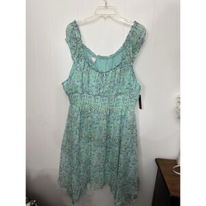 No Boundaries XXL Green Floral Dress NWT
